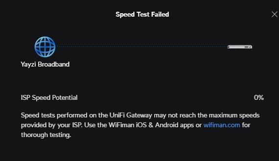 UDM Speedtest Failed